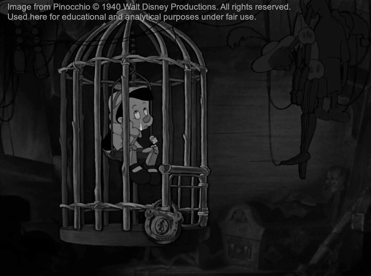 Pinocchio in cage - luminance